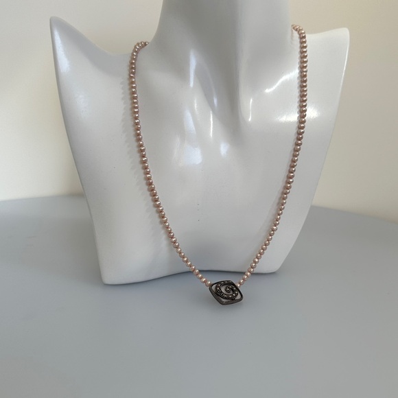 Sea Pearls with Coral Pendant necklace